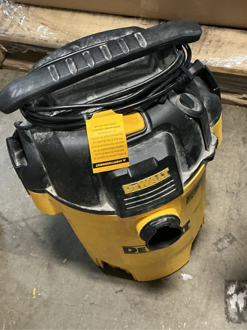 Condition photo showing As Is for dewalt stealthsonic 5 gallon ultra quiet wet dry shop vac dxv05p-qt | 4 peak hp powerful suction, quiet operation, long-lasting performance, complete accessory kit for garage, workshop, jobsite