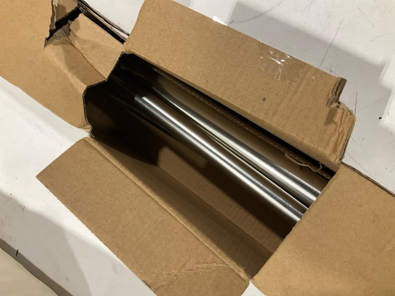 Condition photo showing As Is for allen + roth 72-in to 144-in brushed nickel steel double curtain rod