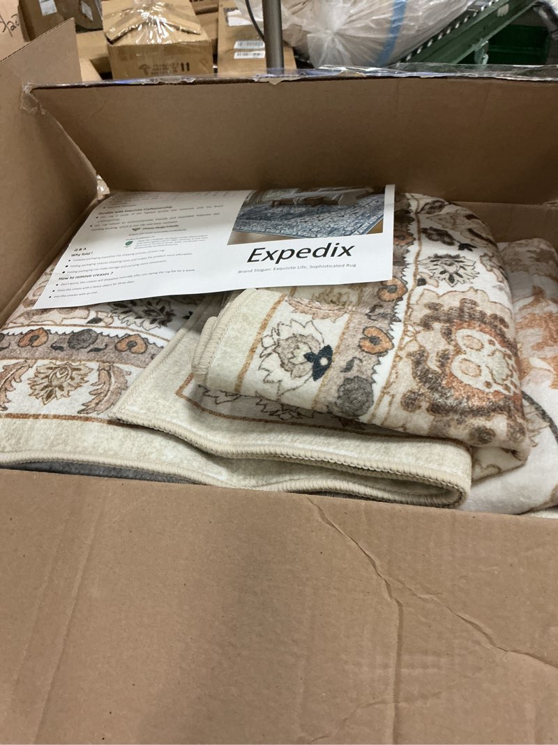 Condition photo showing Good Condition for 8x10 area rugs for living room: washable rug soft vintage boho carpet indoor floor non-slip stain resistant floral large carpets for bedroom dining room farmhouse nursery home office beige beige 8' x 10' (rectangular)