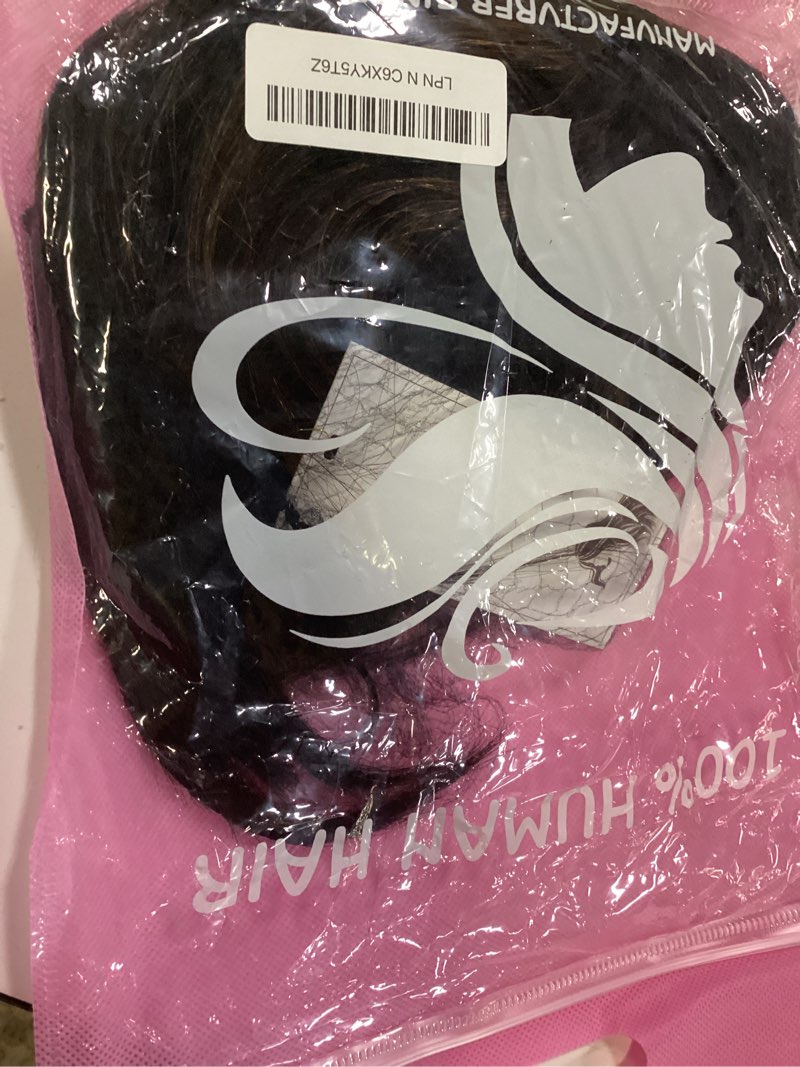 Condition photo showing Good Condition for bob wig with bang 100% virgin human hair wigs glueless 0.6x3 lace closed p1b/30 color short bob human hair with bangs ready to go straight wig human hair (p1b/30, 10inch) p1b/30 10 inch