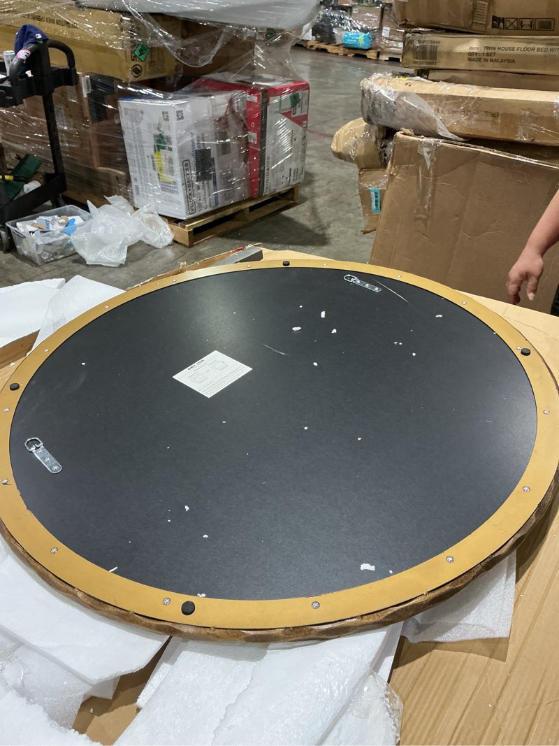 Condition photo showing Good Condition for qtart round wall mirror copper large circle bathroom mirror decorative mirror with metal frame wall-mounted hanging mirror for living room, bedroom, entryway