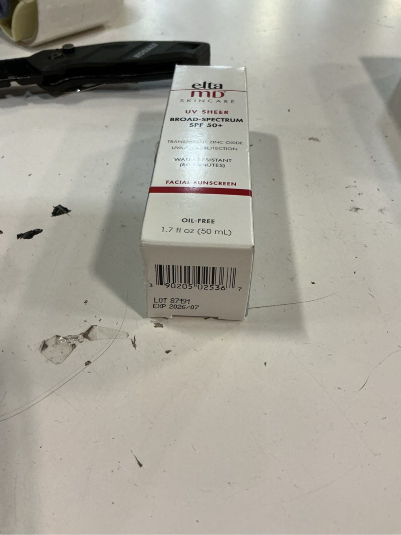 Condition photo showing Good Condition for exp: 07/2026- eltamd uv sheer face sunscreen, spf 50+ no white cast sunscreen for face and body, zinc oxide sunscreen formula 1.7 ounce (pack of 1)