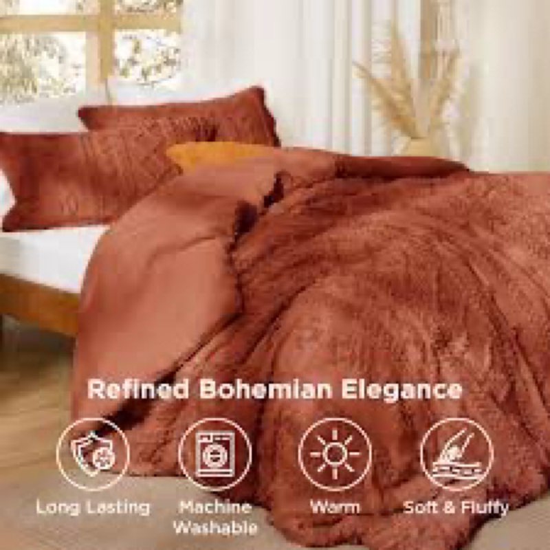 mr&hm california king comforter set terracotta, 7 pieces tufted boho beddding sets, farmhouse style