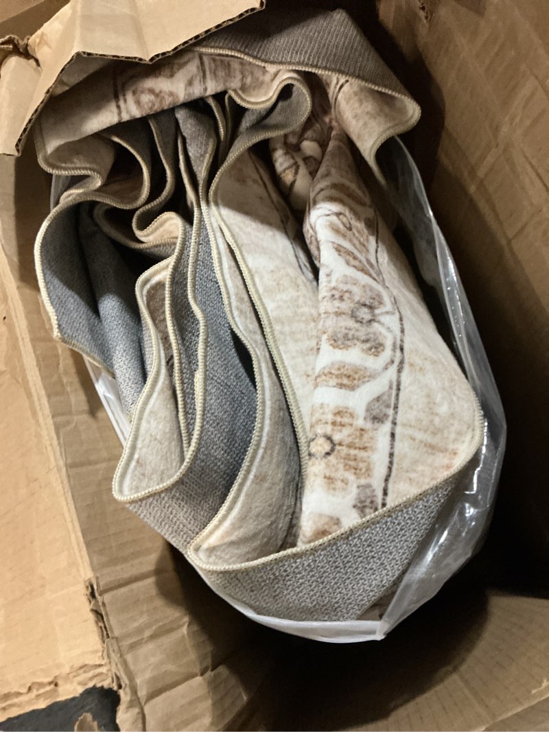 Condition photo showing As Is for 10x14Ft Area Rugs Living Room: Washable Boho Large Neutral Vintage Soft Rug Stain Resistant Farmhouse Non Slip Indoor Floor Carpet for Bedroom Nursery Kids Playroom Office Dining Room- Beige Brown Beige Brown 10' x 14' (Rectangular)