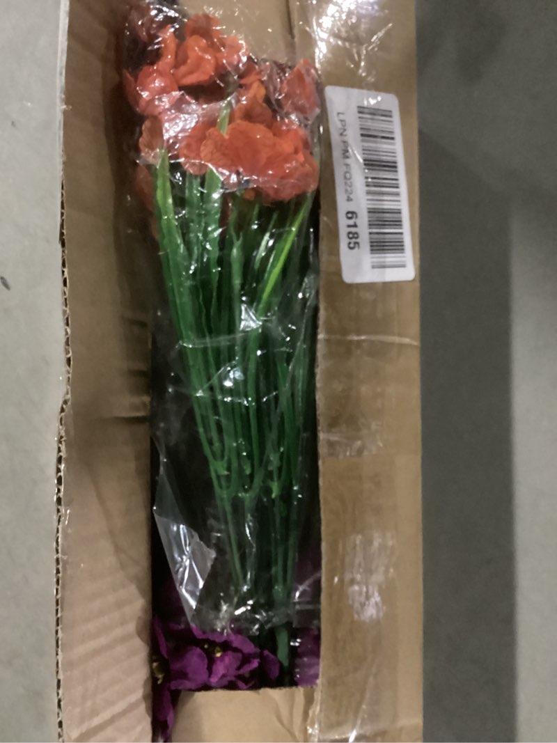 Condition photo showing Good Condition for 24 bundles artificial flowers for outdoors/indoors, fake flowers plants for indoor outside garden porch window box home wedding farmhouse(8 color) mix colors 24 pcs