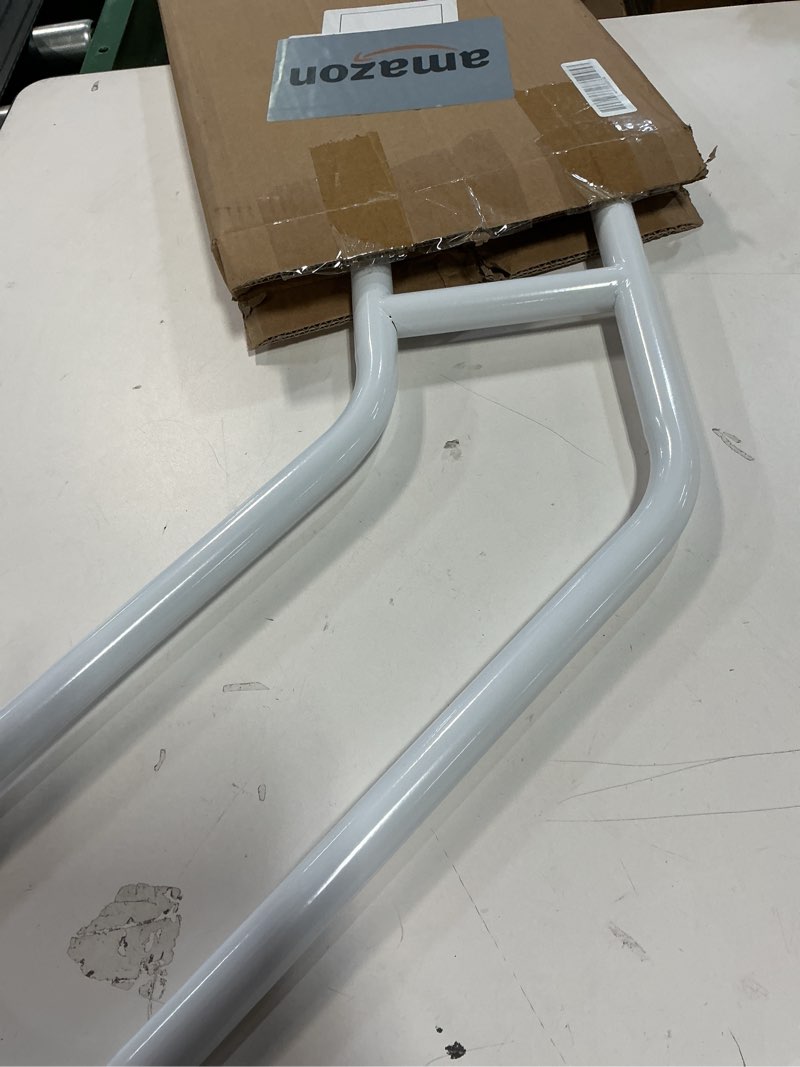 Condition photo showing Good Condition for 28.7” Safety Grab Bars for Stairs, Handrail for Outdoor Steps, U-Shaped Railings for 1-3 Steps, Stainless Steel Garage Railing for Garden,Yard Garage Interior or Exterior Stairway,White 28.7”Round Handrail-White