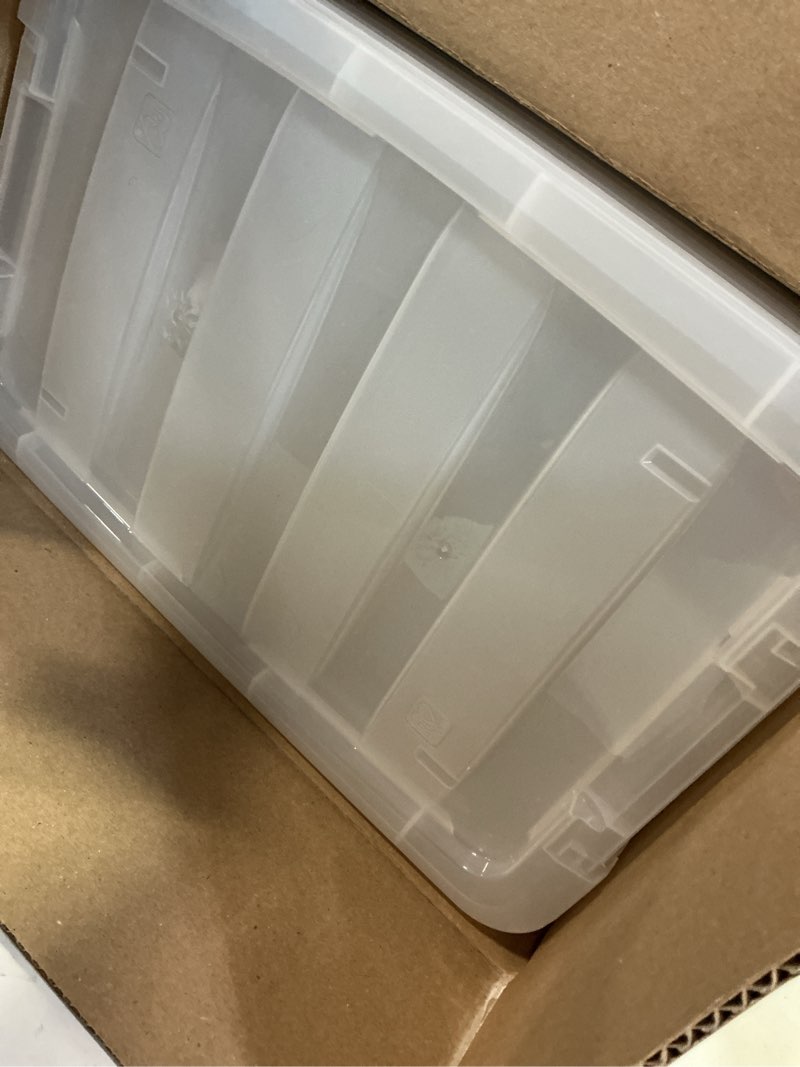 Condition photo showing Good Condition for iris usa 12 qt clear plastic storage box with latches  6 pack