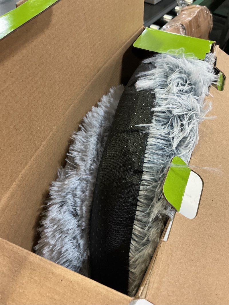 Condition photo showing As Is for cat tunnel bed for indoor cats, peekaboo cat cave with washable soft play mat, furry cat tube, for kitten/puppy/rabbit, grey