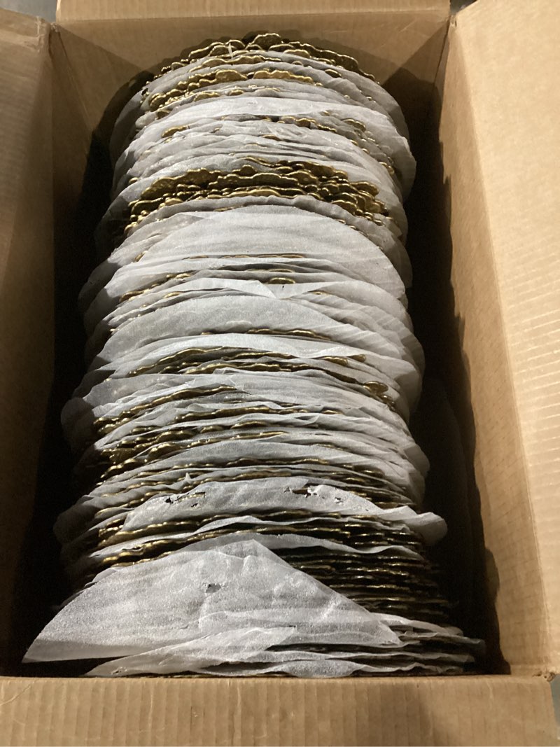 Condition photo showing Good Condition for maoname 13" gold charger plates set of 100, plastic reef plate chargers bulk, round charger for dinner plates, table chargers for wedding decor 100 gold