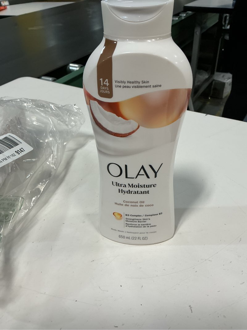 Condition photo showing New/Like New for Olay Ultra Moisture Body Wash for Women, 24hr Moisturizing for Smooth & Healthy Skin, Coconut Oil Scent, 22 oz (Pack of 4) Coconut Oil 22 Ounce (Pack of 4)