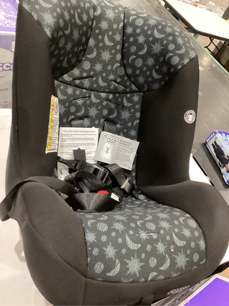 Condition photo showing As Is for cosco kids scenera extend infant & toddler convertible car seat, moonlit night, black