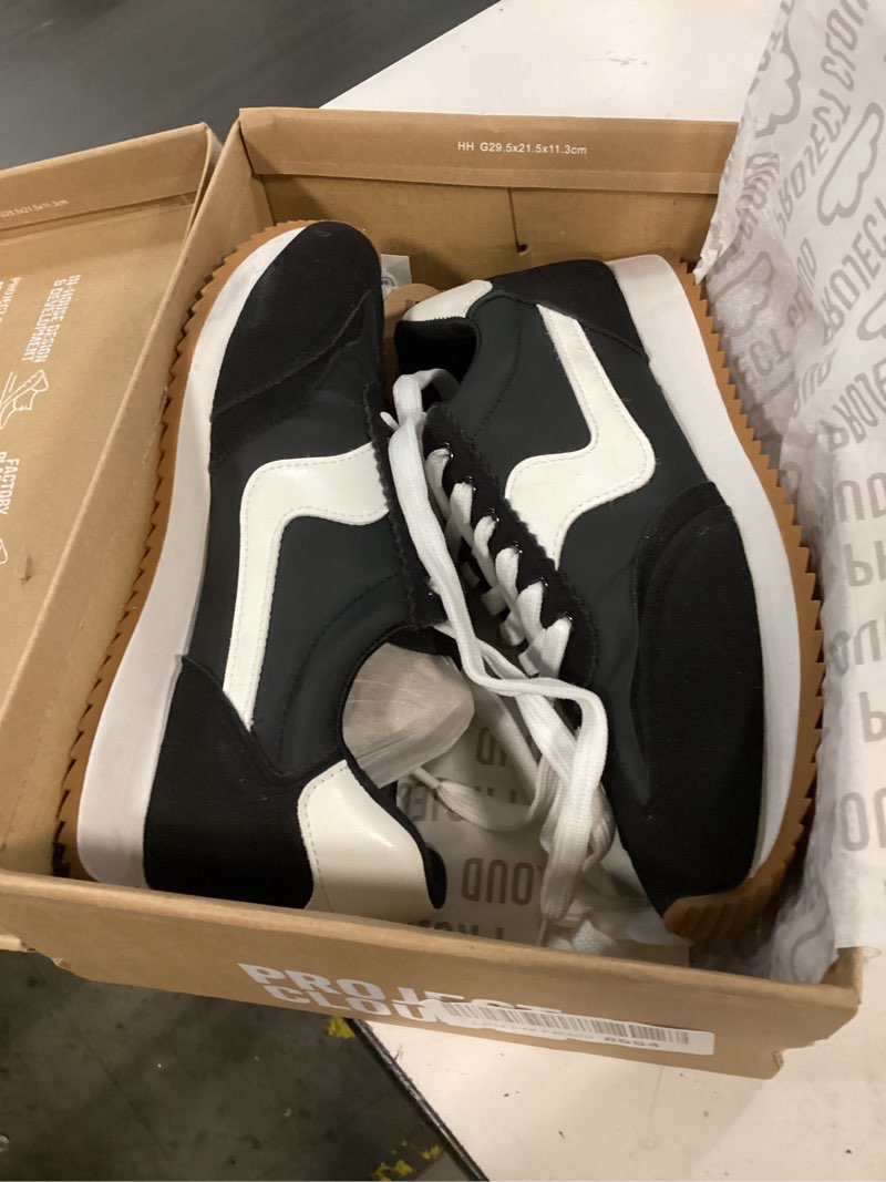 Condition photo showing Good Condition for project cloud fashion sneakers for women 2026 – lightweight lace-up shoes for women with memory foam insoles – trendy womens shoes – non-slip, comfortable womens sneakers (madison) 5.5 black