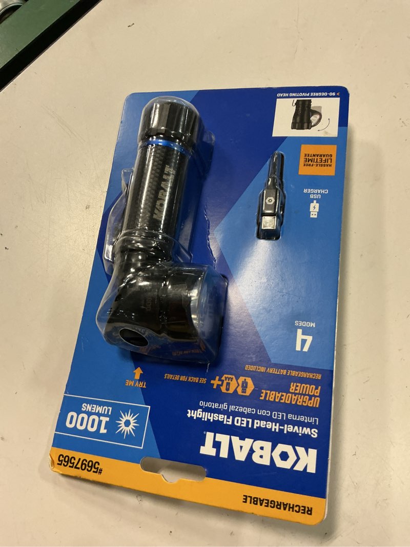 Condition photo showing New/Like New for kobalt 1000-lumen 4 modes led spotlight flashlight with rechargeable with batteries included
