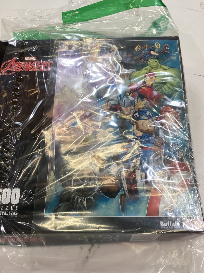 Condition photo showing Good Condition for buffalo games marvel thanos vs. the avengers 500 piece jigsaw puzzle - 21.25 x 15 in, multicolor, rectangular - full-color poster - marvel puzzle for adults - family game night