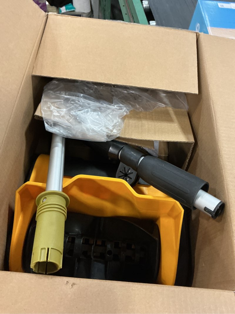 Condition photo showing As Is for Cordless Snow Shovel Compatible with DeWalt 20V Battery, 12" Electric Snow Blower with 20FT Max Throw & Adjustable Handle & Safety Switch, Snow Thrower for Driveway, Deck, Patio, Steps (NO Battery) Yellow