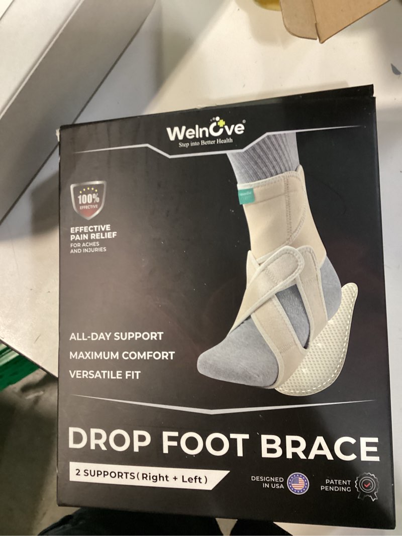 Condition photo showing New/Like New for Welnove 2 Pack Drop Foot Brace with Arch Support?AFO Brace for Walking ?Relieve The Instability of Lower Limbs by Foot Drop, MS, TBI, Spinal Cord Injury, Cerebral Palsy(Beige, Include Left and Right)