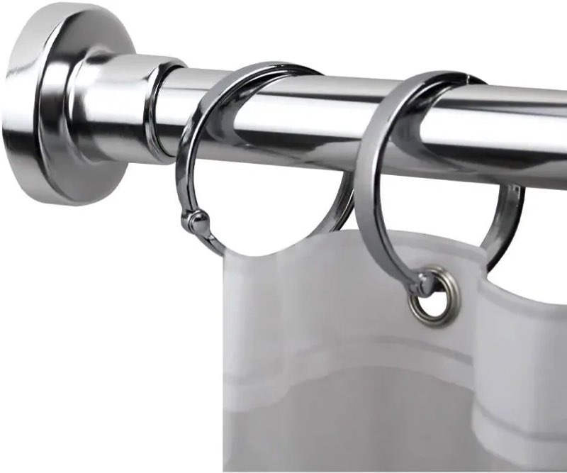 allen + roth 51-in to 86-in Chrome Tension Single straight Adjustable Shower Curtain Rod one_size | JNORAL72CH