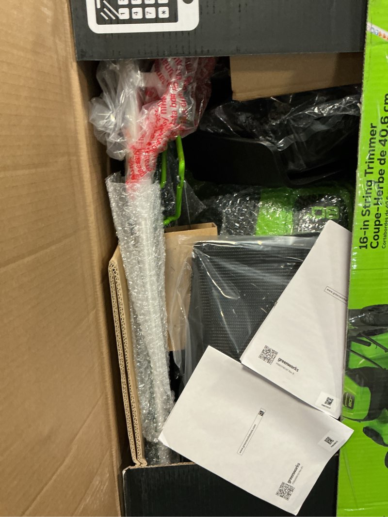 Condition photo showing As Is for Greenworks 80V 21" Self-Propelled Cordless Lawn Mower + 580CFM Blower + 16" String Trimmer – 4.0Ah Battery & 60-Min Rapid Charger (75+ Compatible Tools) 3-Piece Combo (4.0Ah)