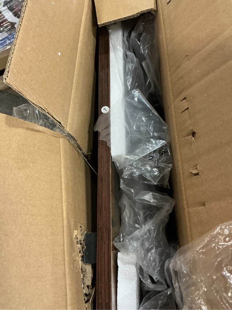 Condition photo showing As Is for Huuger Folding Desk for Small Spaces, 31.5 Inch Foldable Computer Table, for Home Office, Study, Bedroom, Dorm, Space Saving, Small Writing Work Office Computer Desk, Easy to Fold, Rustic Brown Rustic Brown 18.9"D x 31.5"W