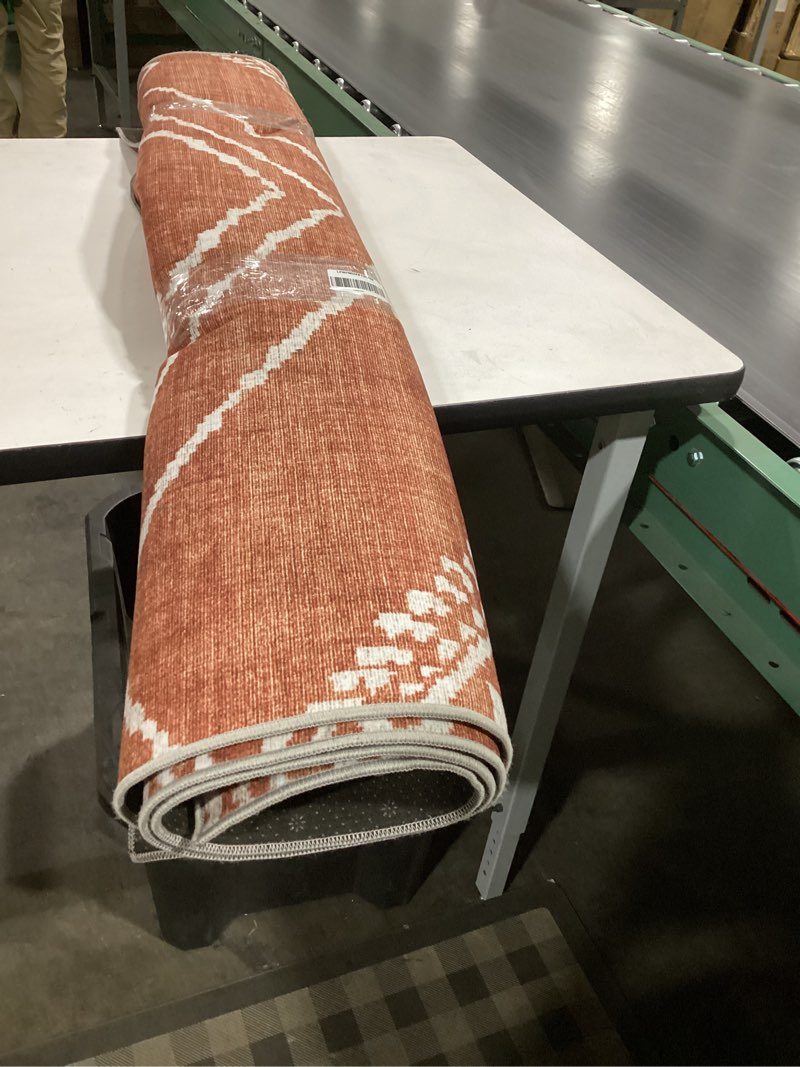 realife machine washable rug - stain resistant, non-shed - eco-friendly, non-slip, family & pet friendly - made from premium recycled fibers - moroccan diamond - orange, 5' x 7'