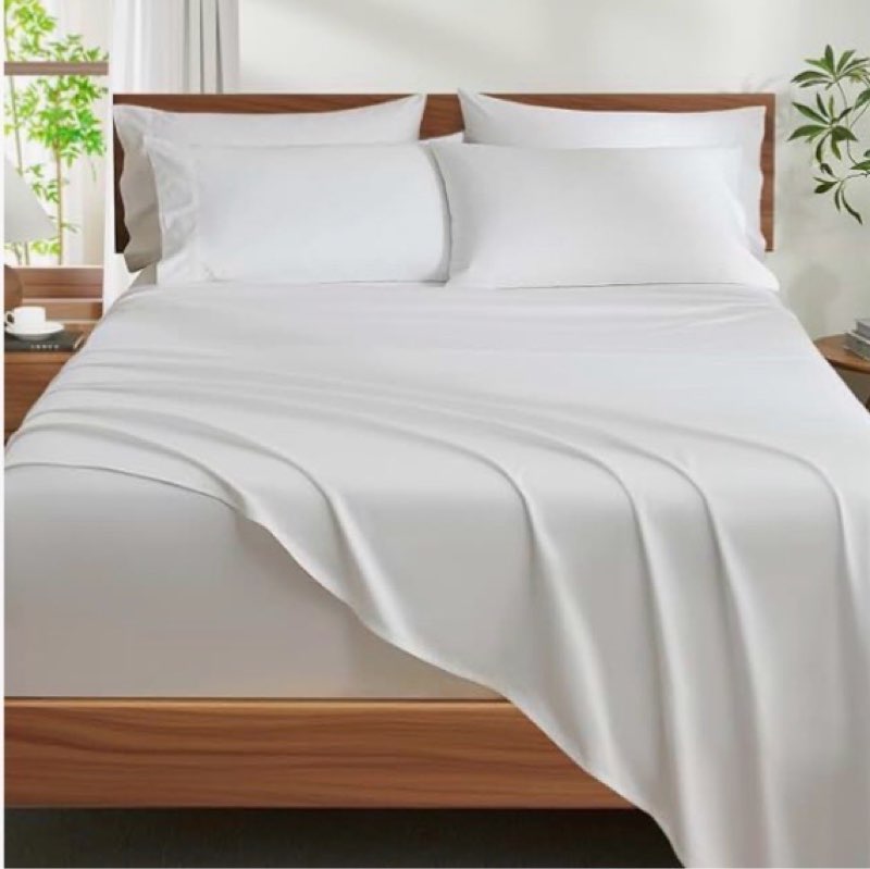 Color Sense 1200 Thread Count Cotton Blend 6 Piece Sheet Set White, King size