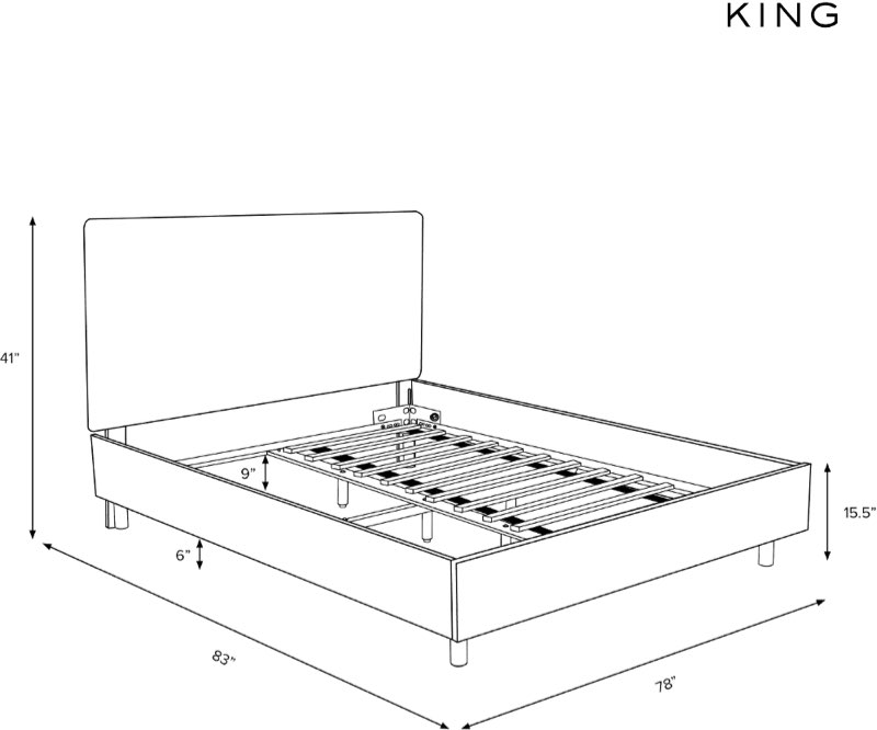 FLOORBASE BEDFRAME ONLY.        Brianna Gray Queen Platform Bed - Skyline Furniture