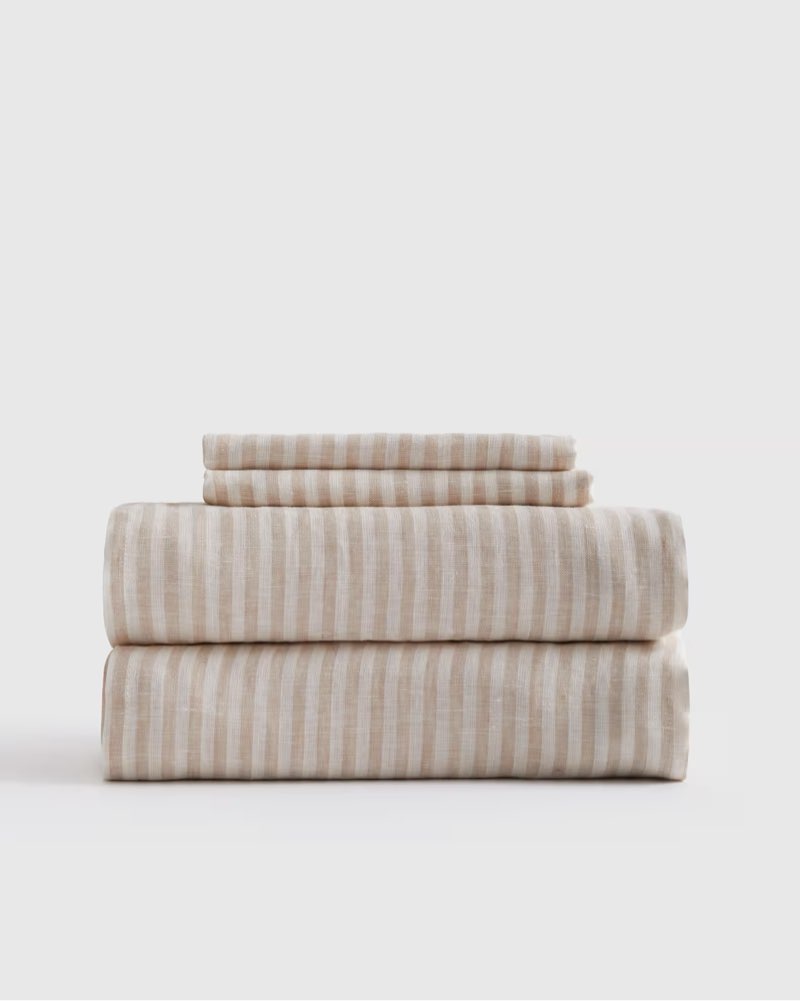 european linen sheet set natural stripe cal king