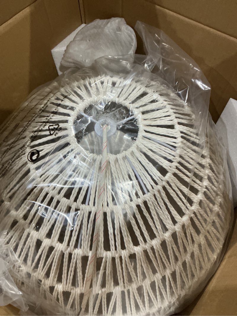 Condition photo showing Good Condition for rattan ceiling light fixture, 4-light boho semi flush mount ceiling light, 20" wicker light fixture with handmade woven cage lampshade, rattan chandelier for bedroom hallway nursery kitchen farmhouse