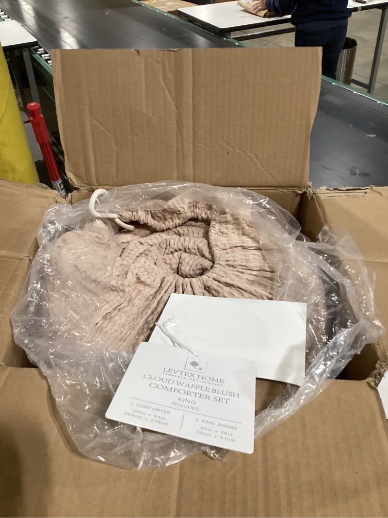 Levtex Home Cloud Waffle King/Cal King Comforter Set (106x94in) with 2 Pillow Shams (36x20in) - Soli