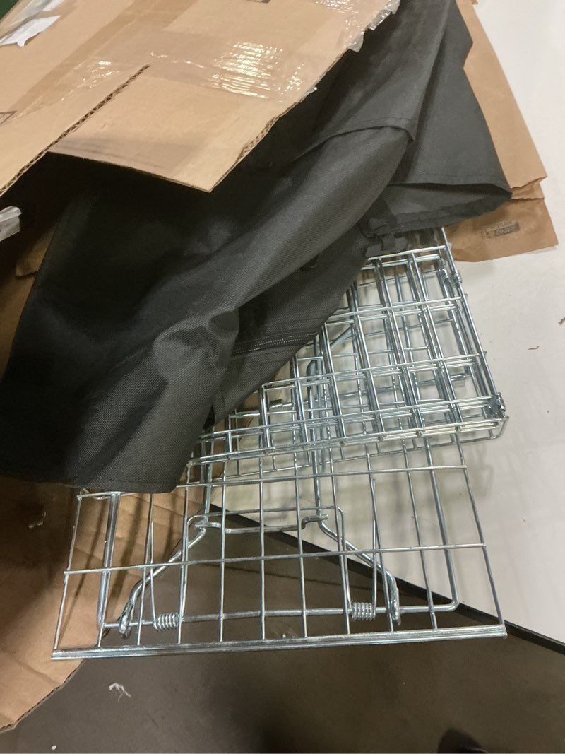 Condition photo showing As Is for live feral cat trap cage with cover, heavy duty folding animal traps cage for stray cats, humane cat trap for raccoon, squirrel, skunk, catch and release - (32 x 10 x 12 inches)