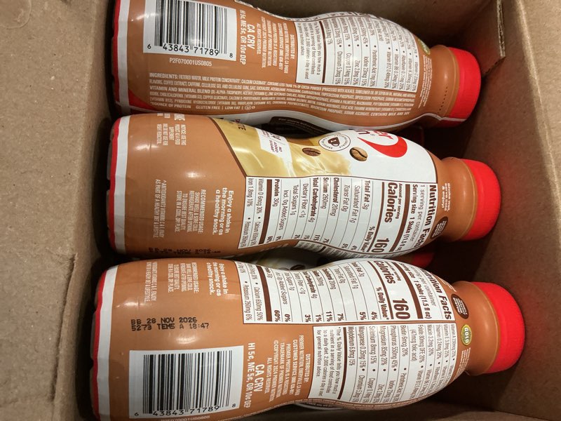 Condition photo showing New/Like New for (bb:28/nov/2026) premier protein shake, café latte, caffeinated, 30g protein, no added sugar, 24 vitamins & minerals to support immune health, 11.5 fl oz, 12 pack (packaging may vary) cafe latte 11.5 fl oz (pack of 12)