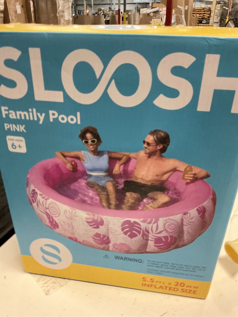 Condition photo showing New/Like New for sloosh inflatable swimming pool,5.5ft x 20 inch full-sized blow up durable thickened luxury above ground family pool with comfortable backrest for summer water party backyard garden lawn,pink