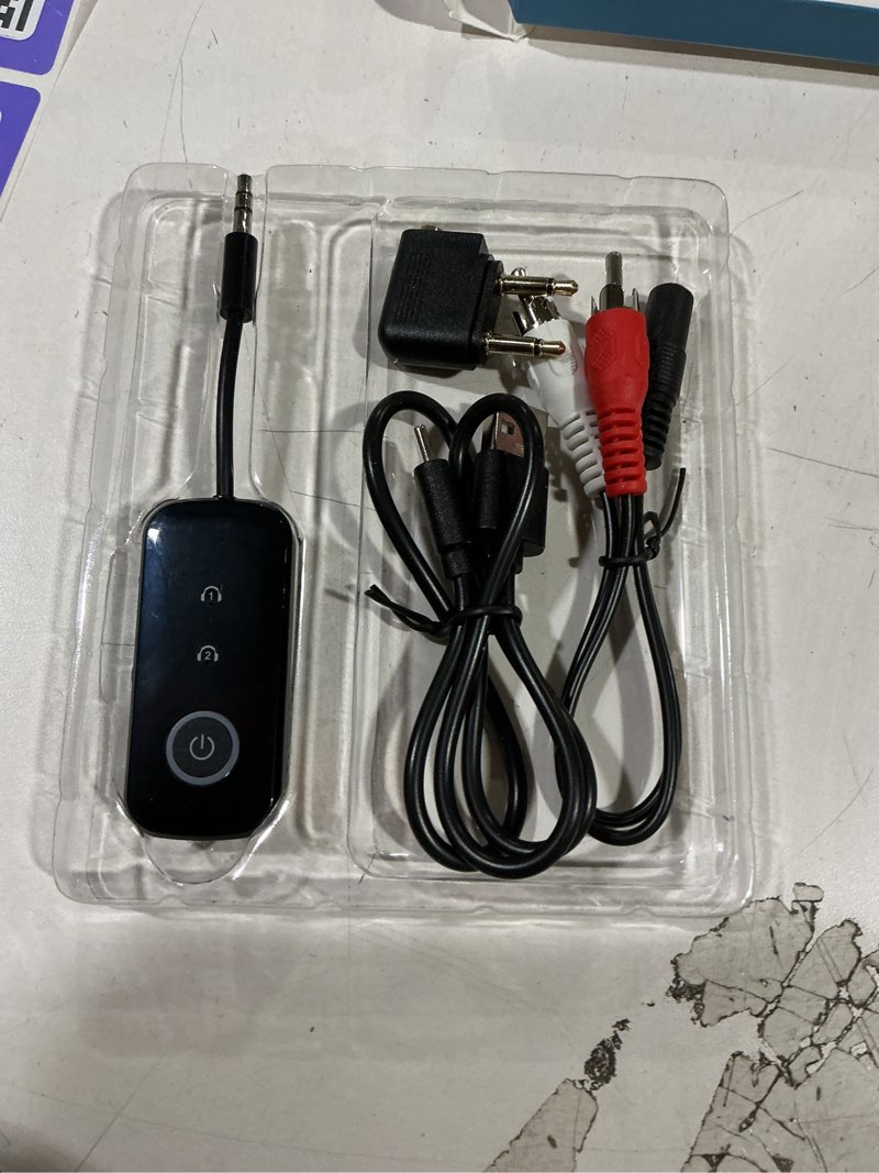 Condition photo showing New/Like New for Premium Pro Bluetooth 5.4 Transmitter Receiver,Airplane Audio Adapter,Wireless Transmitter for TV/Travel Flight,Airline,Gym.Compatible with 2 AirPods/Headphones,Bluetooth Receiver for Car/Home Stereo Black