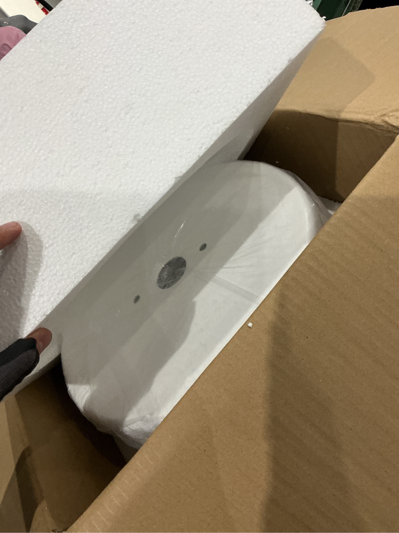 Condition photo showing Good Condition for modern ceramic flush mount ceiling light, white, 14"w x 14"l x 6.8"h | minimalist white porcelain, close to ceiling light fixture, for bedroom, bathroom, kitchen, hallway & entryway white a 14 inch