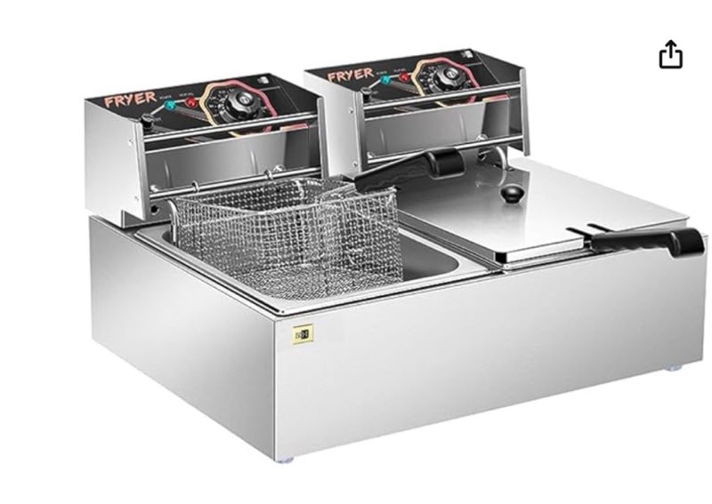 vivohome 110v 20.7 qt commercial electric deep fryer with 2 x 6.35 qt removable baskets, overheat protection