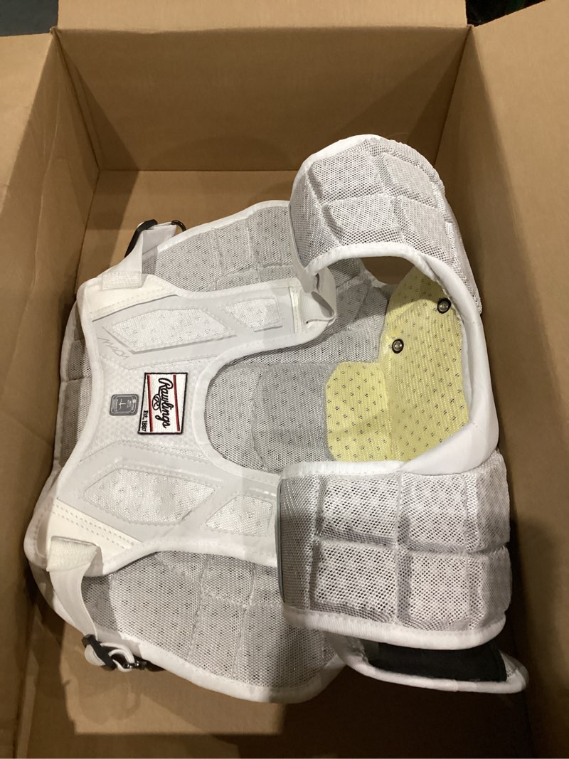 Condition photo showing As Is for Rawlings | MACH Catcher's Chest Protector | Baseball | Adult & Intermediate Sizes | Multiple Styles Adult - 17" White/White