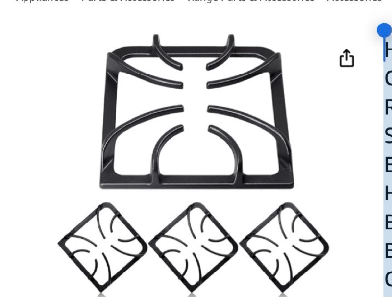 Hiorucet WB31K10034 Gas Stove Burner Grates Replacement for GE XL44 Stove Top, General Electric Gas Range and Hotpoint Gas Range Burner Grates, Square Burner Surface Top Grates for GE Stove Parts. Visit the Hiorucet Store