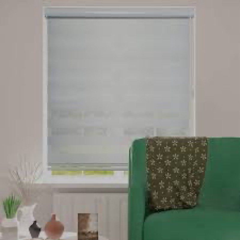 Shadesu Cordless Zebra Blinds for Windows, 27" W x 72" H, Grey, Dual Layer Free-Stop Zebra Shades, L