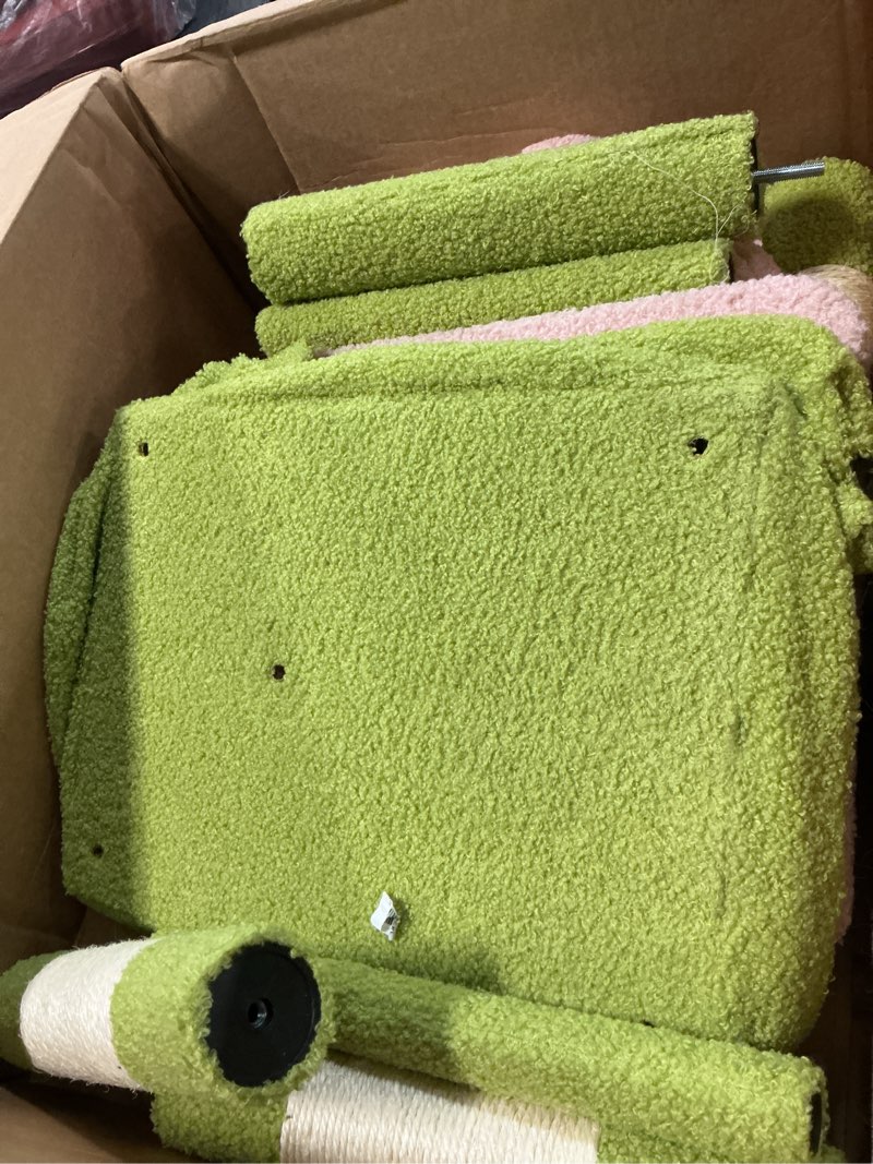 Condition photo showing As Is for ( similar)PAWZ Road Cat Tree, Cactus Floor to Ceiling Cat Tower with Adjustable Height(95-108 Inches), 5 Level Cat Climbing Tower with Cozy Hammock, Platforms and Dangling Balls for Indoor Cats Cactus Free Stand