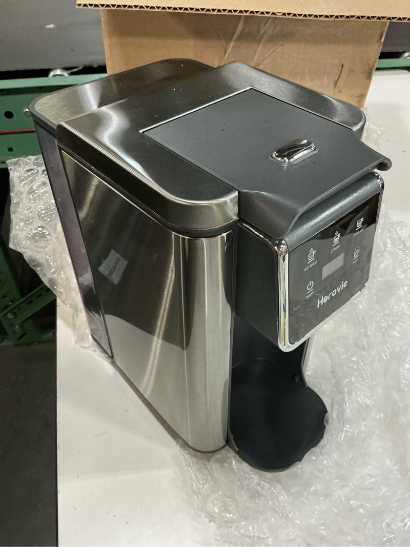 Condition photo showing Good Condition for single serve coffee maker for k-cup pod and grounds, hot and iced coffee maker, stainless steel coffee maker, strong button feature, 6 to 14oz brew sizes, 50oz removable tank, up to 6.5 inch cup, grey