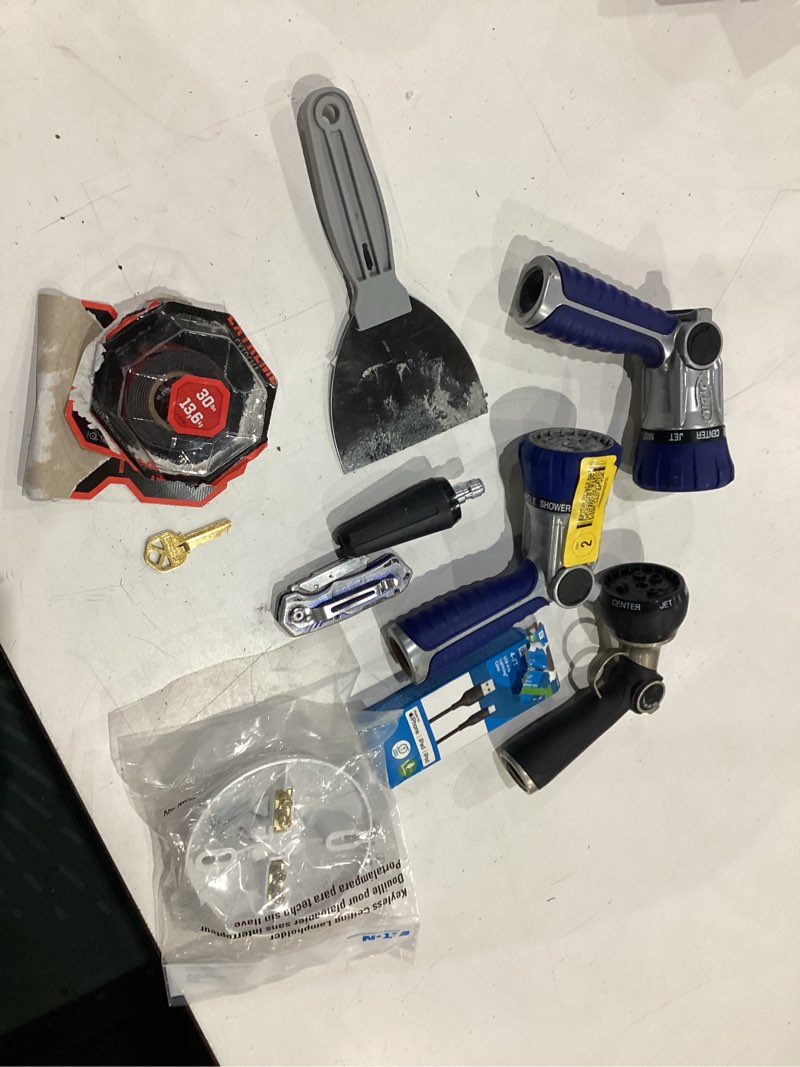 Condition photo showing As Is for assorted home improvement lot (small tools, screw, home accessories, etc.)