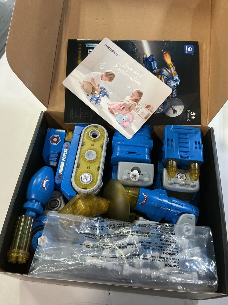 Condition photo showing Good Condition for hahaland toys for 5 year old boy birthday gift, stem boys toys 6 year old boy gifts, 5 in 1 building take apart trucks transform to robot kids ages 5-8, montessori creative educational drill screw set a - 5 in 1 robot