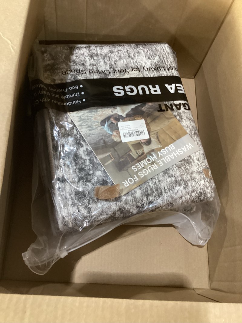 Condition photo showing New/Like New for Area Rug Living Room Rugs - 5x7 Large Soft Indoor Neutral Modern Abstract Low Pile Washable Rug Carpet for Bedroom Dining Room Farmhouse Home Office - Grey Grey 5' x 7' (Rectangular)