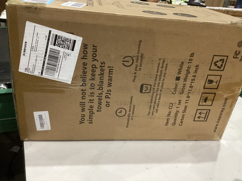 Condition photo showing Good Condition for Keenray Towel Warmer for Bathroom, Towel warmer bucket with Heating Progress Bar, Fragrance Disc Holder, Leather handle, Auto Shut-off Towel Bucket Fits Up to Two 40" x 70" Towels, Bathrobes, Blankets White/Wood 18L