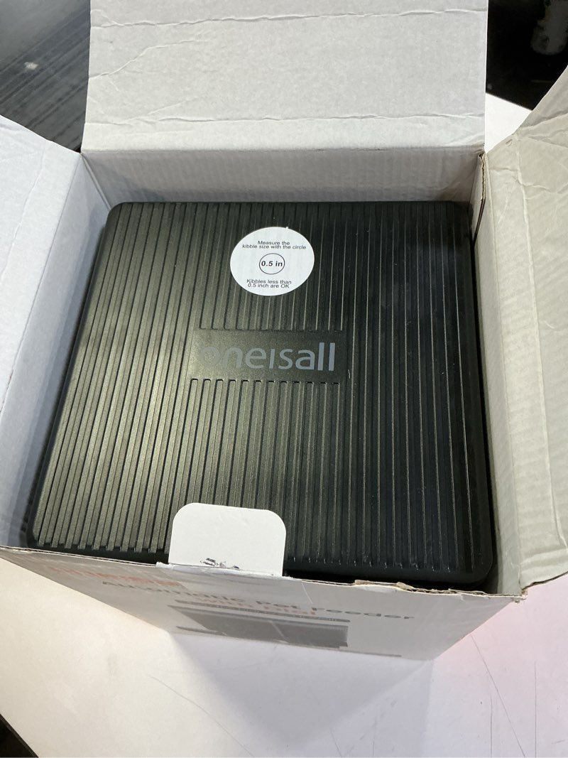 Condition photo showing As Is for oneisall Automatic Cat Feeder for 2 Cats, 20 Cups/5L Automatic Cat Food Dispenser for Small Pets Indoor, Timed Cat Feeder for Dry Food Black Standard