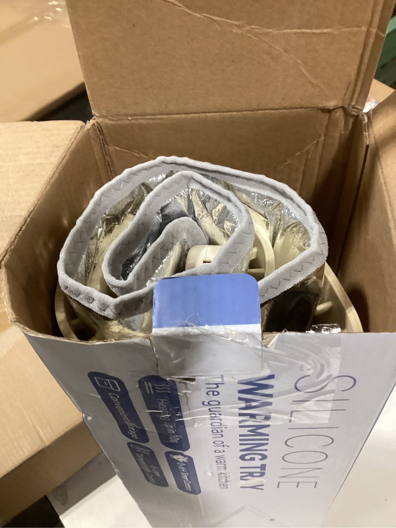 Condition photo showing Good Condition for Food Warming Mat, Silicone Electric Warming Tray with 6 Adjustable Temperature, Full Surface Heating, Portable Roll Up Heating Mat with Heat-resistant Pad, Kitchen Food Warmer Pad for Buffets Party Beige