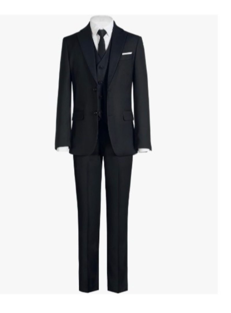 cloudcloth boys' slim-fit solid suit ensemble with shirt and tie, black ( size 7) 