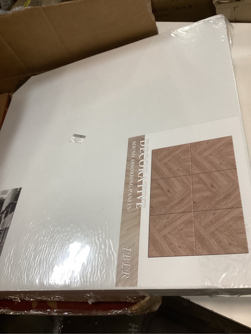 Condition photo showing New/Like New for JBER 6 Pack Art Acoustic Panels, 72×48Inches Soundproof Wall Panels, Large Self-Adhesive Wall Panels, Decorative Sound Absorbing Panels, Sound Panels for Recording Studio, Living Room (Log Color) 72"×48" Log Color