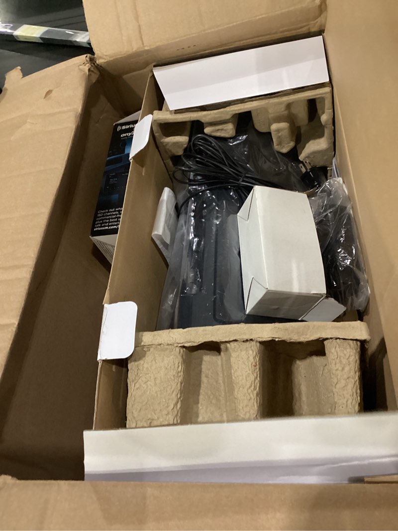 Condition photo showing As Is for siriusxm sxsd2 portable speaker dock audio system & siriusxm sxezr1v1 onyx ezr satellite radio with vehicle kit with get 3 free months service with subscription (bundle) black, not tested