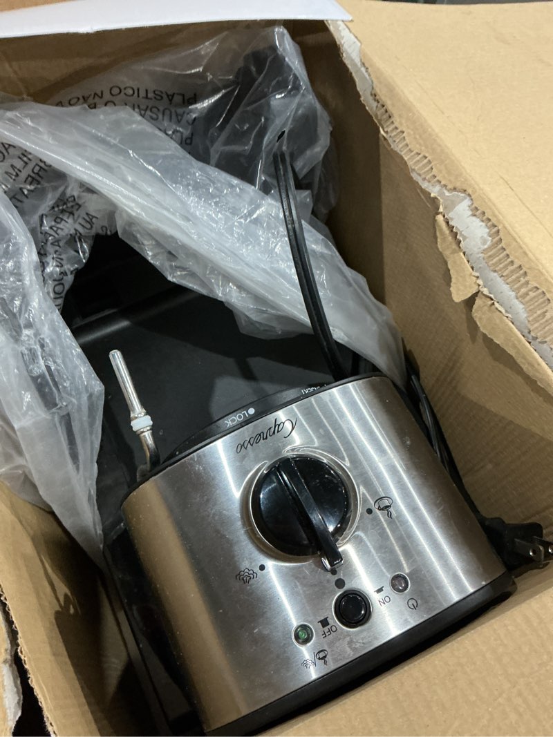 Condition photo showing As Is for incomplete capresso 116.04 pump espresso and cappuccino machine ec100, black and stainless, 46 oz